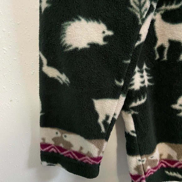 Vintage American Weekend Forest Green Animal Fleece Jacket - Picture 4 of 6